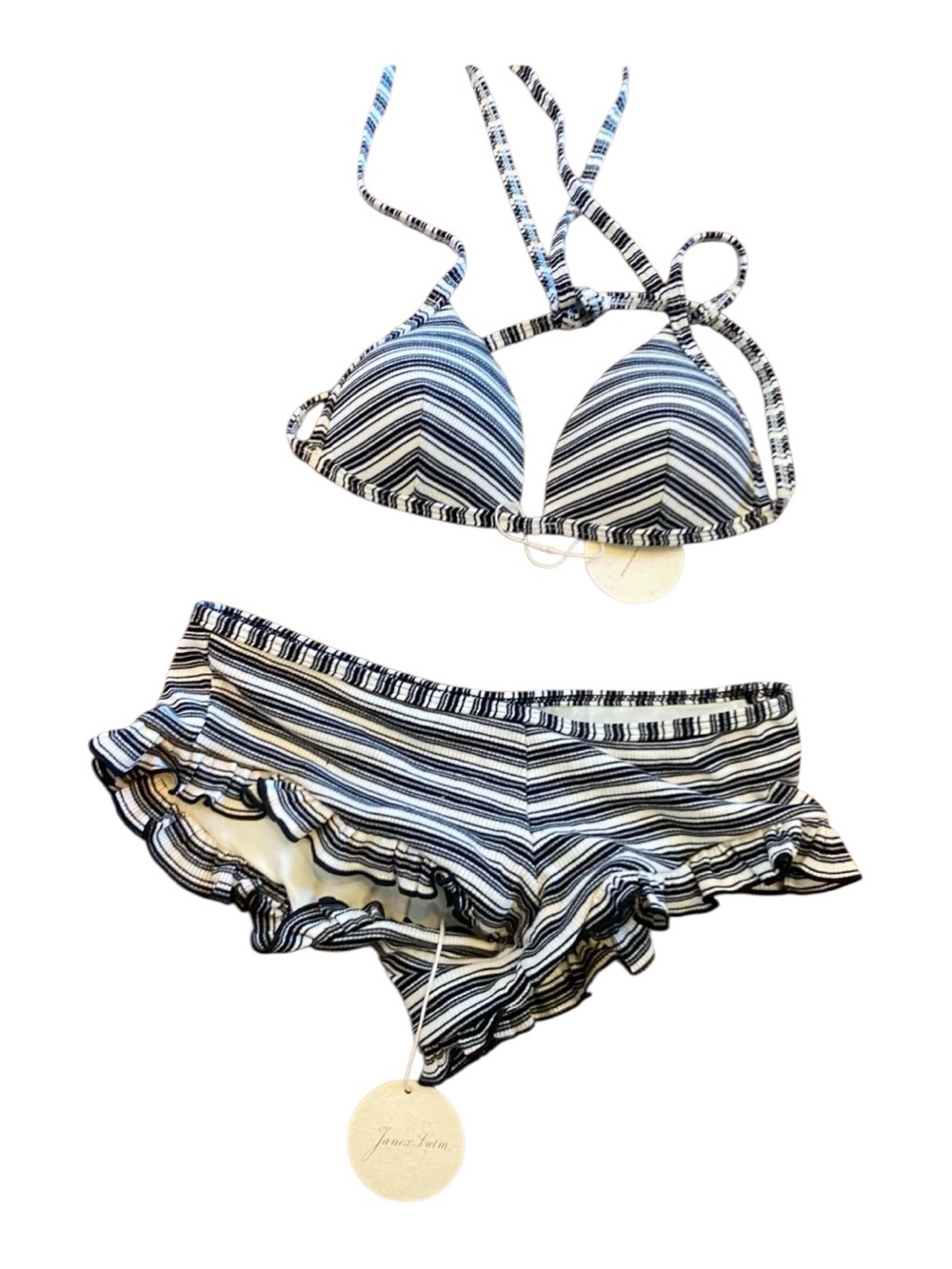 NWT Janet swim 2 piece set STRIPES Size XS